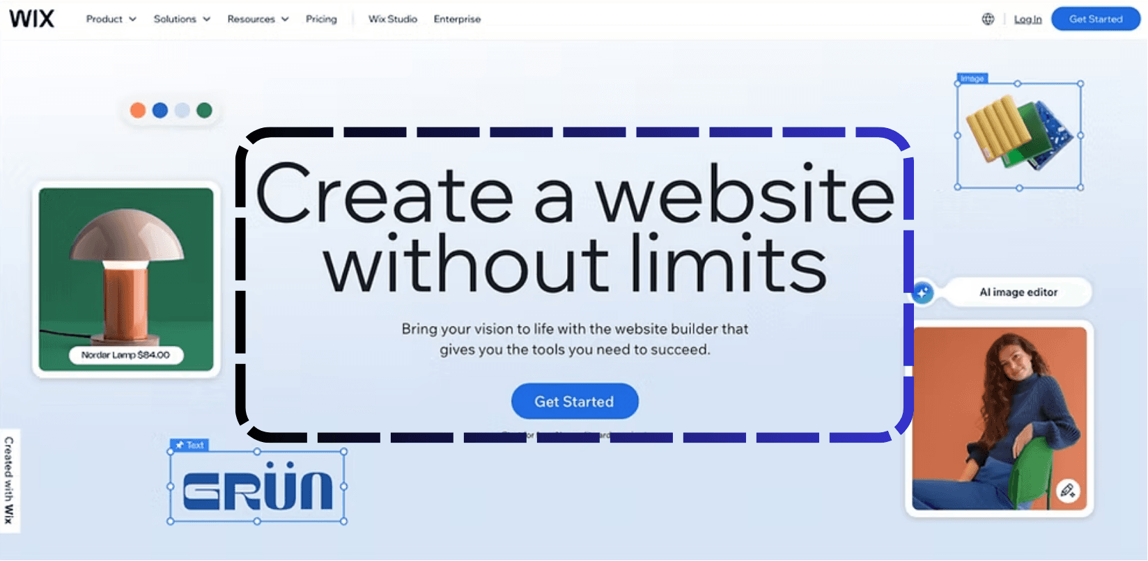 Wix-Editor-Oberfläche